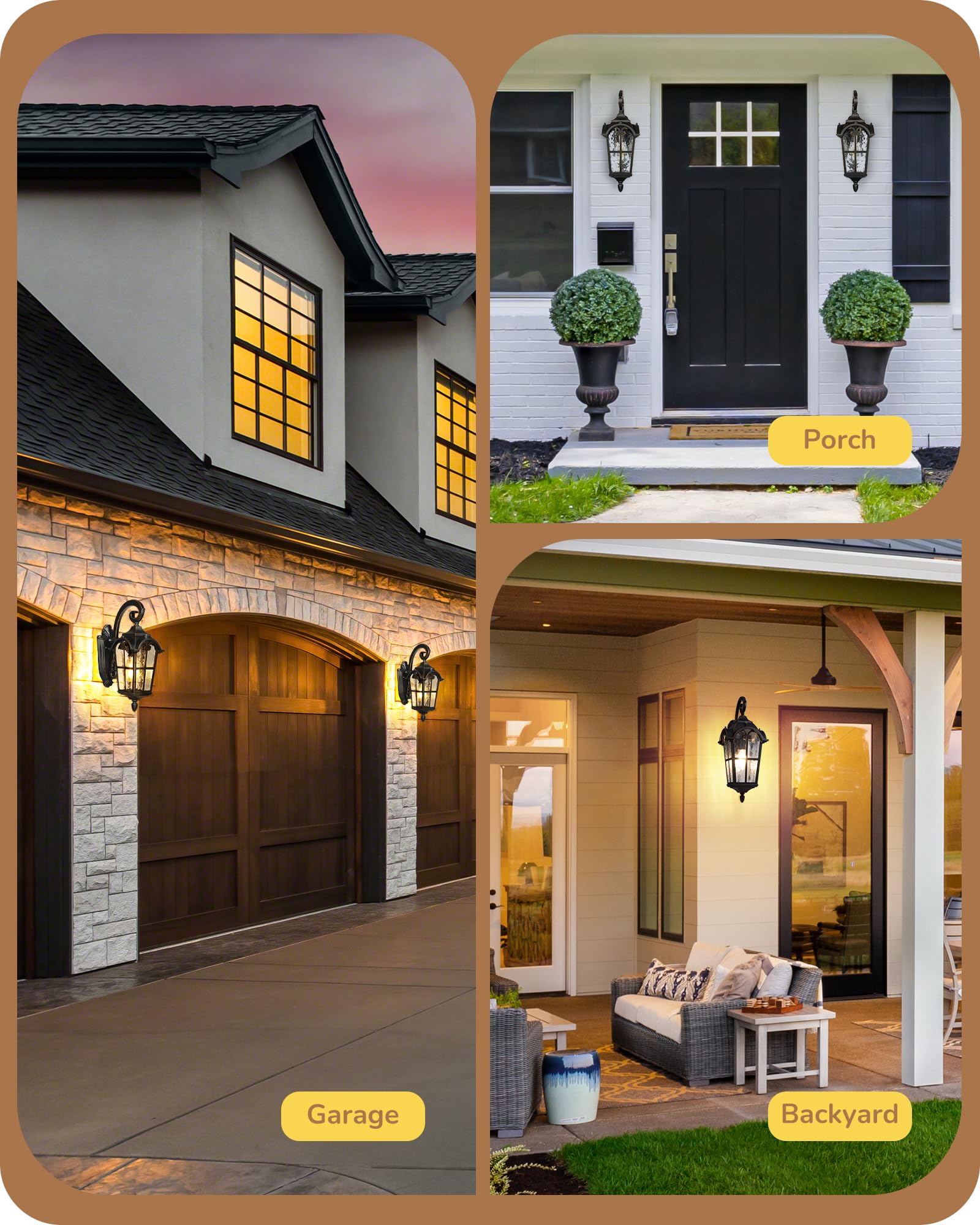 EDISHINE versatile front door and garage lighting for safety and ambiance