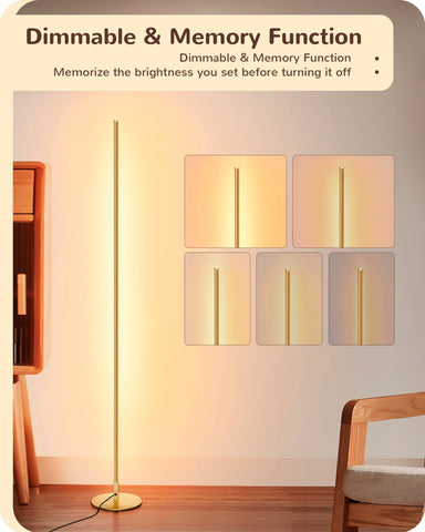 EDISHINE gold-finish floor lamp adds elegant accent lighting to any room.