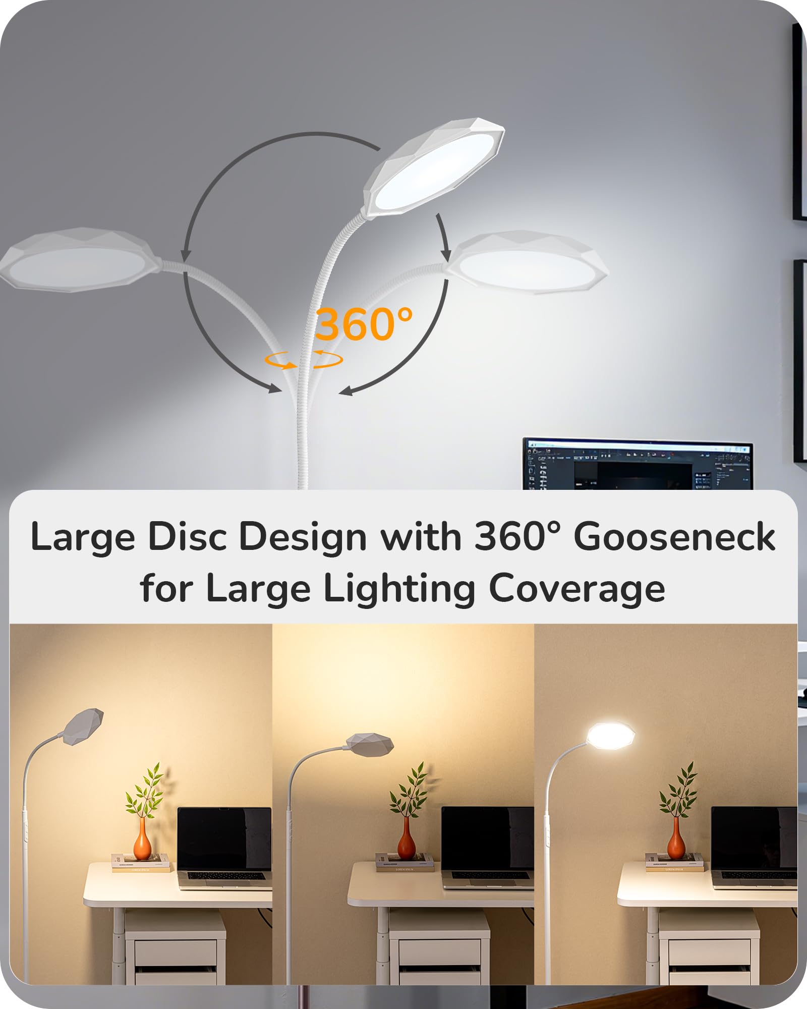 EDISHINE gooseneck 360-degree adjustment directs light where you need it