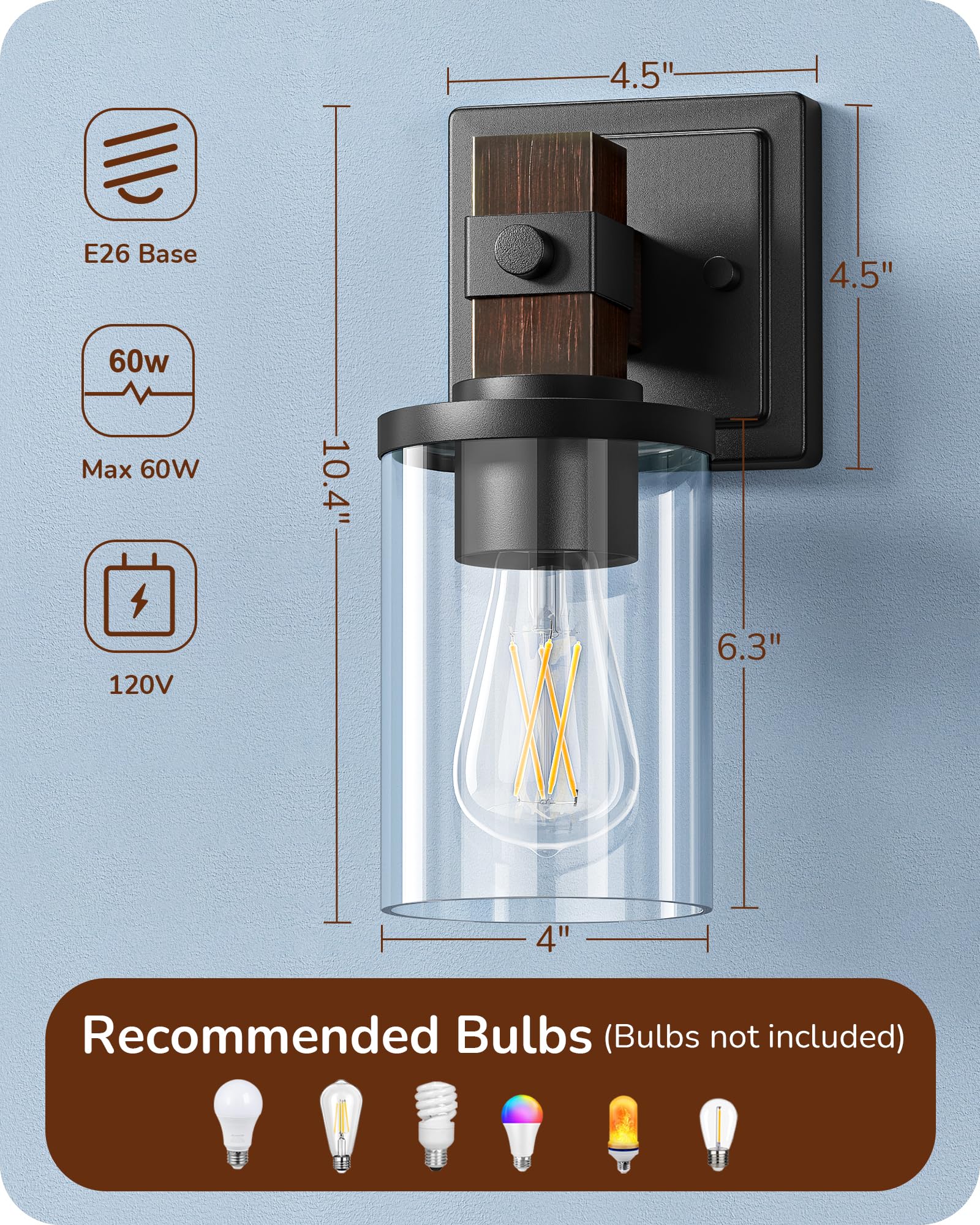 EDISHINE two-sconce setup ideal for hallways and living rooms