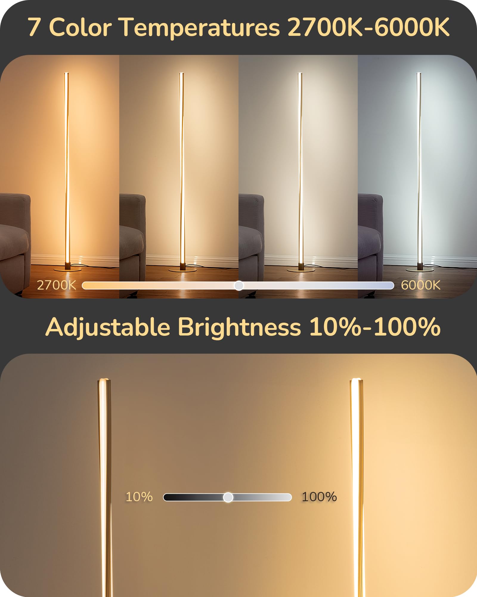 EDISHINE Helix Floor Lamp dimmable lighting for versatile mood settings