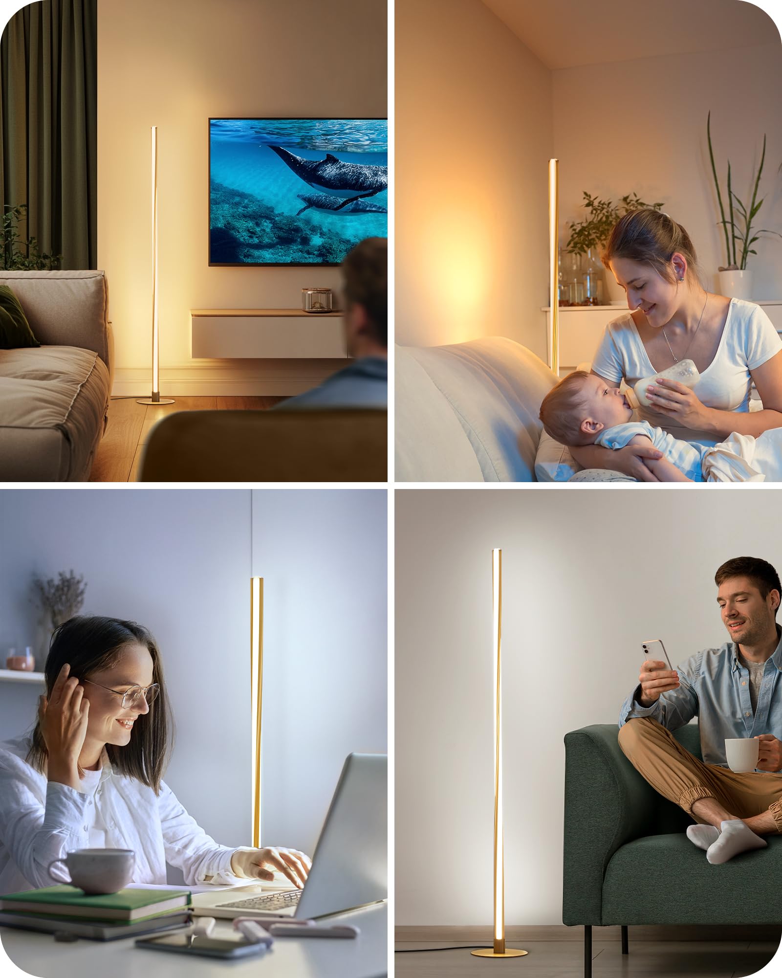 EDISHINE Helix Floor Lamp gold finish enhances decor with luxury touch