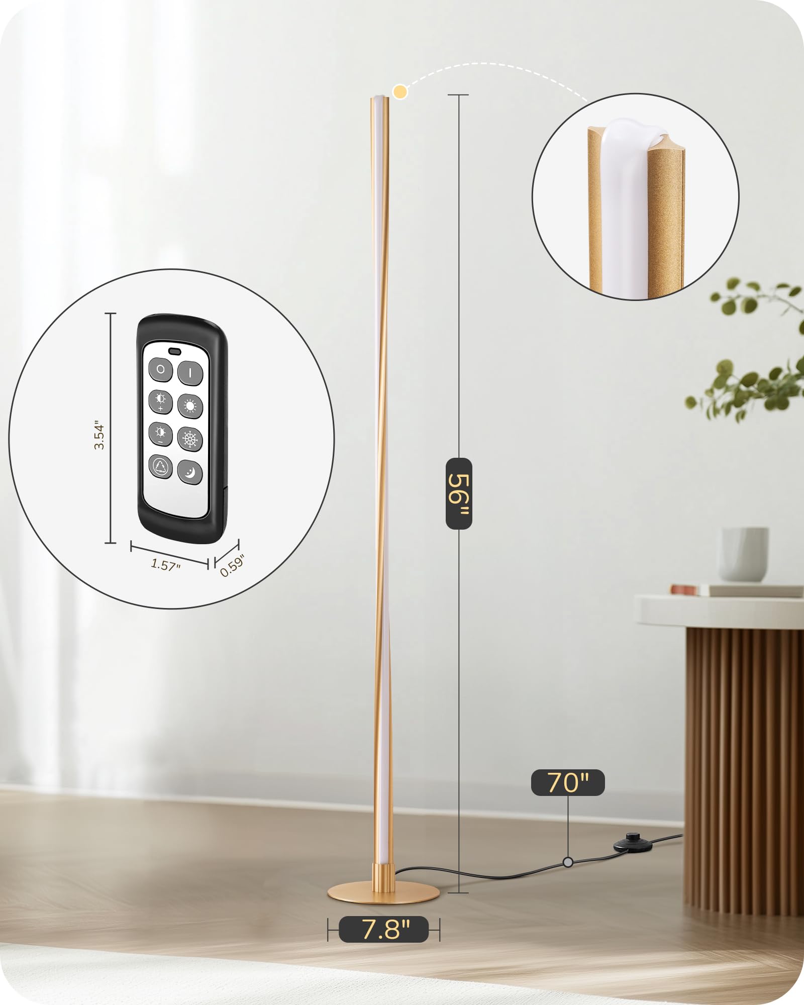 EDISHINE Helix Floor Lamp shown in living room for ambient lighting