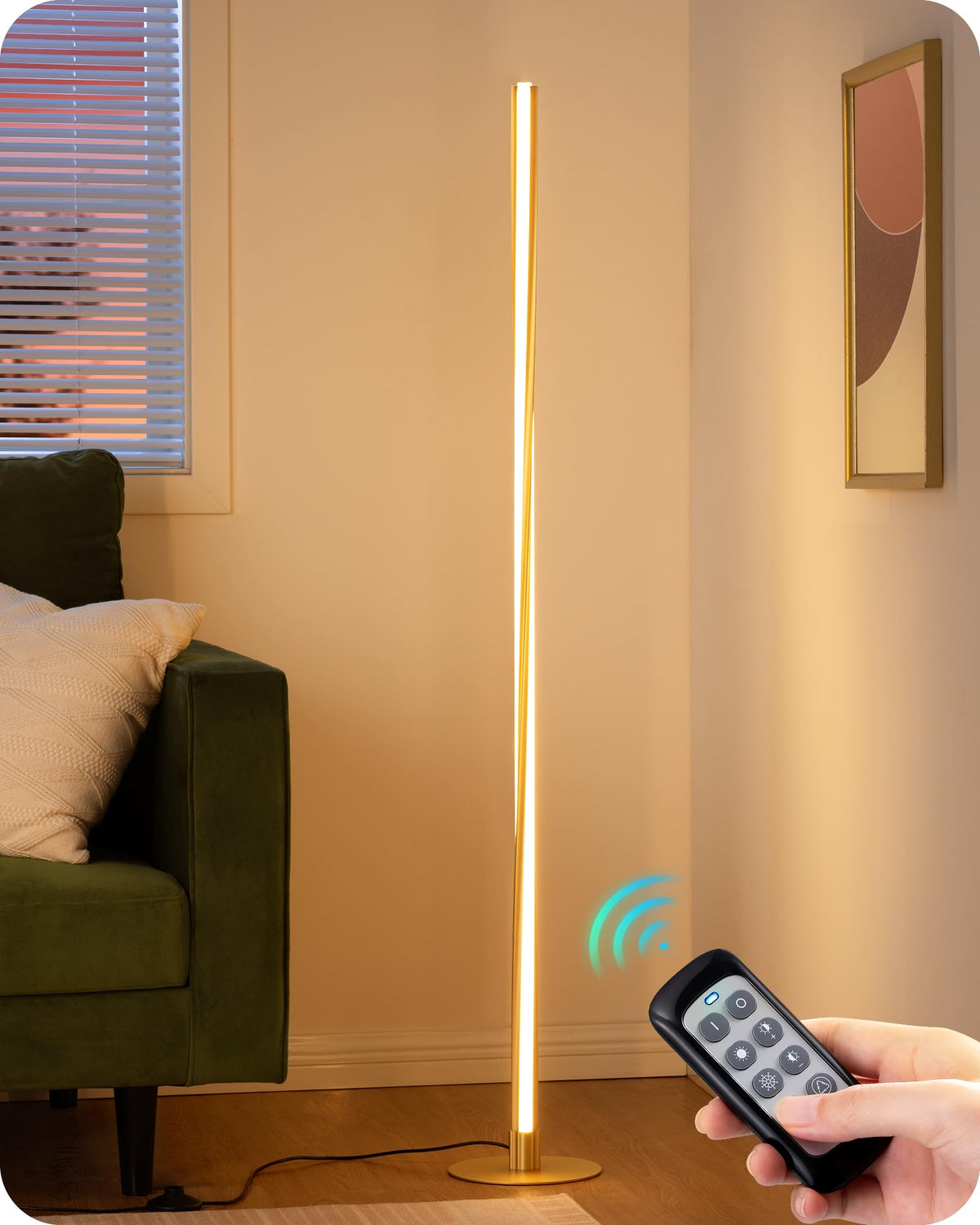 EDISHINE Helix Floor Lamp with spiral design adds modern elegance to a corner