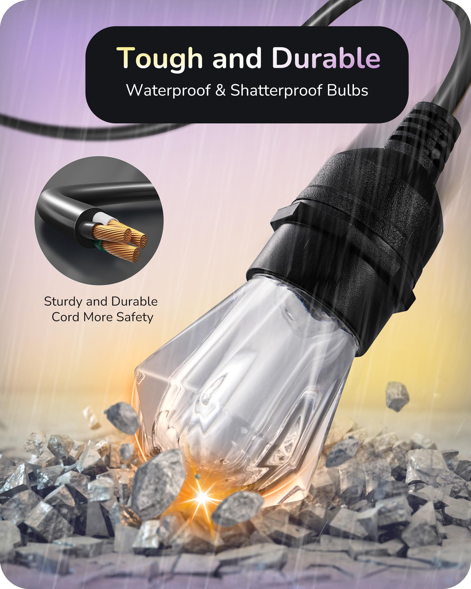 Weatherproof EDISHINE IP65 bulbs ready for rain and wind outdoors