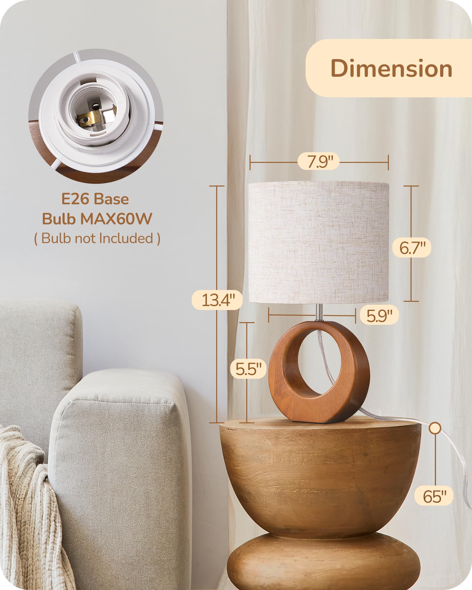 EDISHINE lamp emits a soft glow for cozy ambience