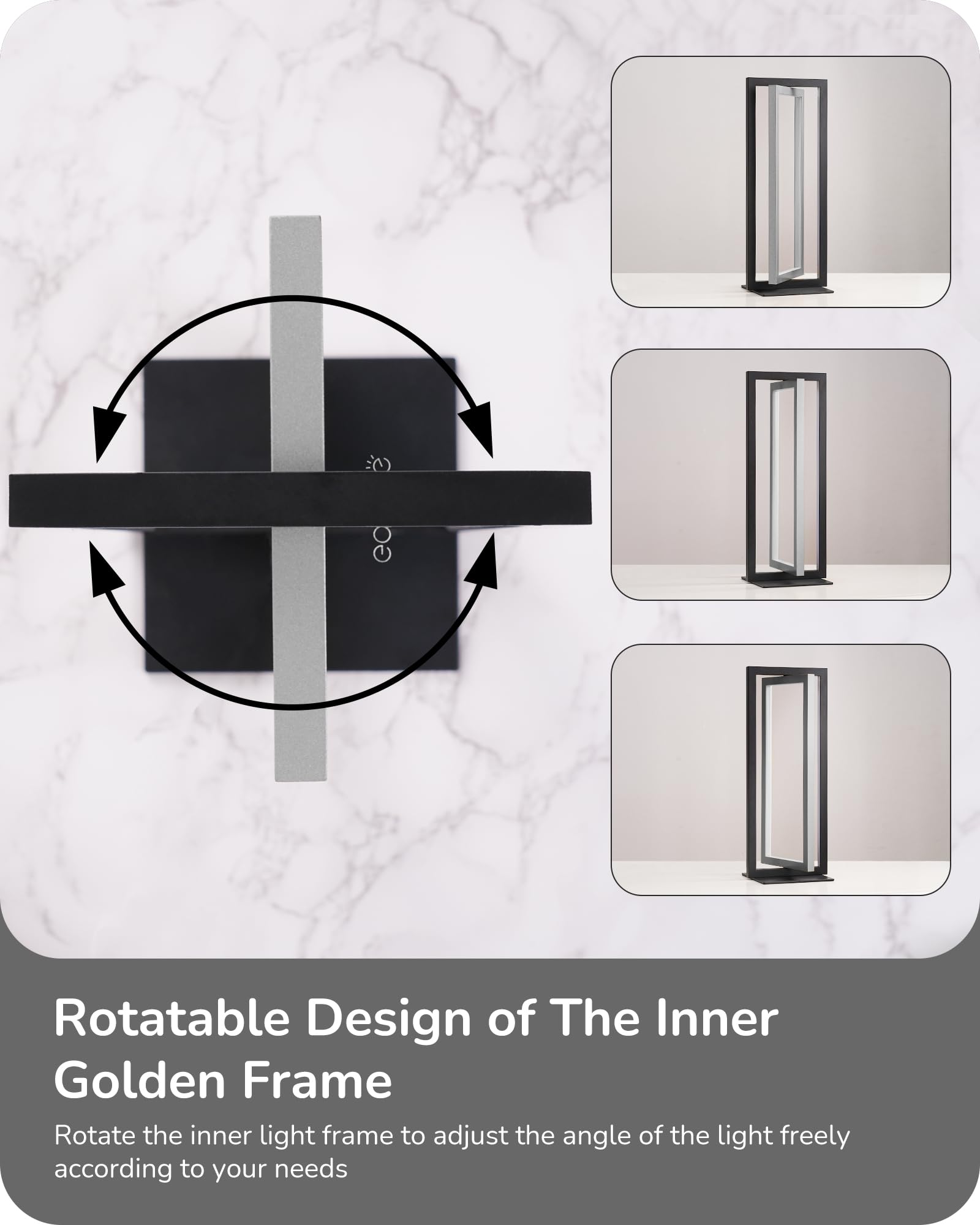 EDISHINE lamp with rotatable inner frame for precise light at reading angles.