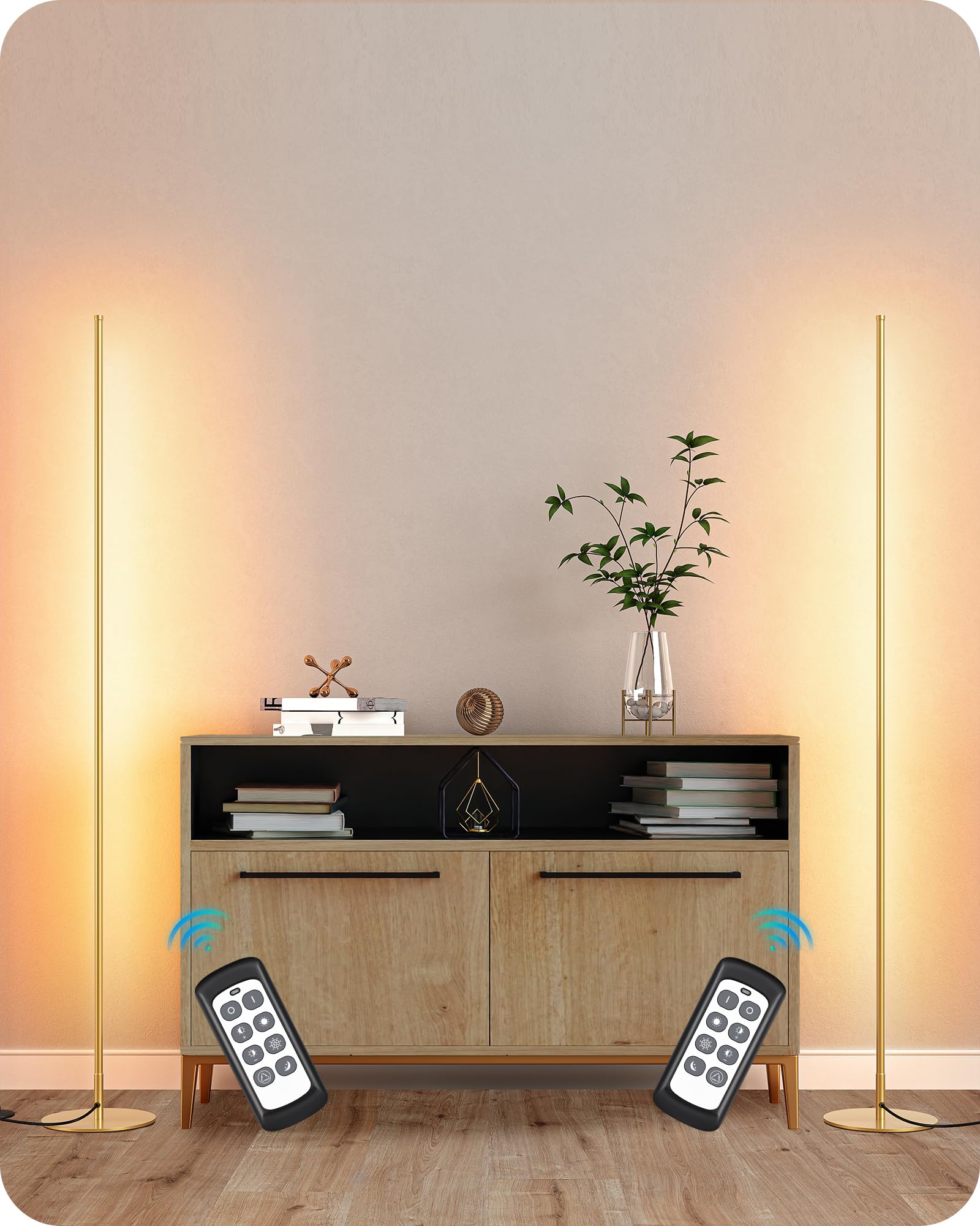 EDISHINE LED corner floor lamp 2-pack for flexible corner lighting and cozy evenings.