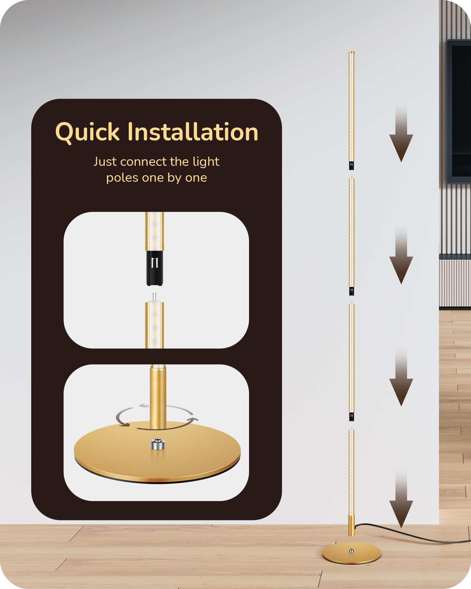 EDISHINE easy-install lamp, front view, quick setup without tools.