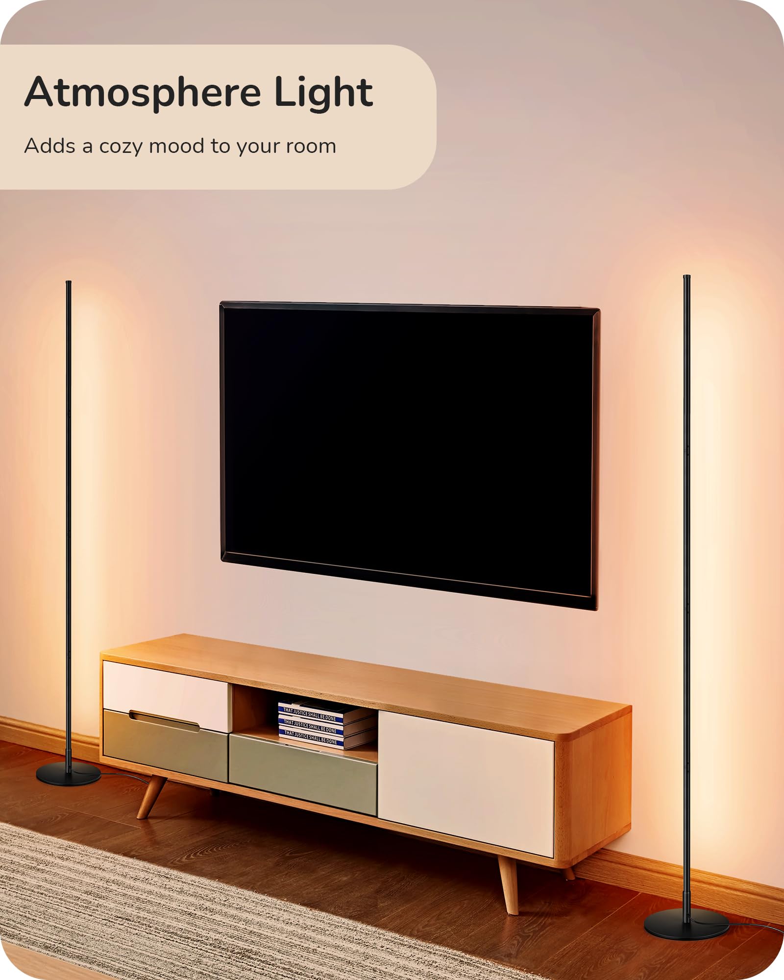 EDISHINE LED Corner Floor Lamp with a convenient foot switch for easy control.