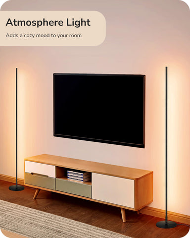 EDISHINE LED Corner Floor Lamp with a convenient foot switch for easy control.