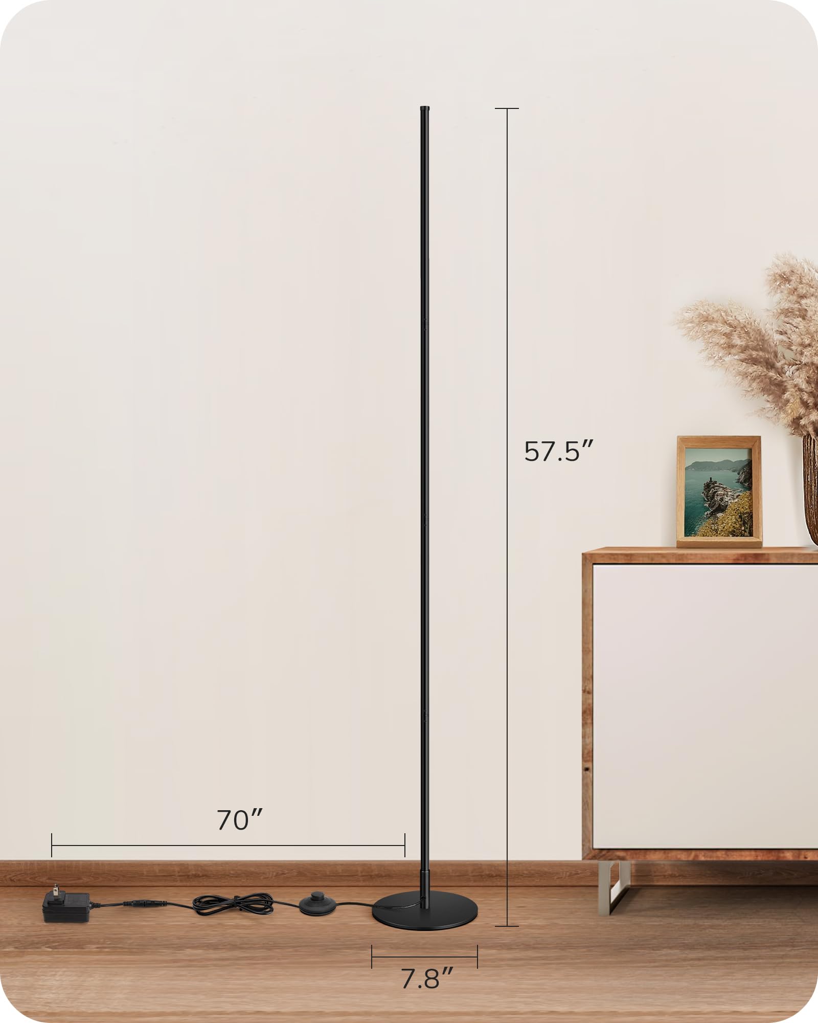 EDISHINE LED Corner Floor Lamp has a stable base to prevent tipping.