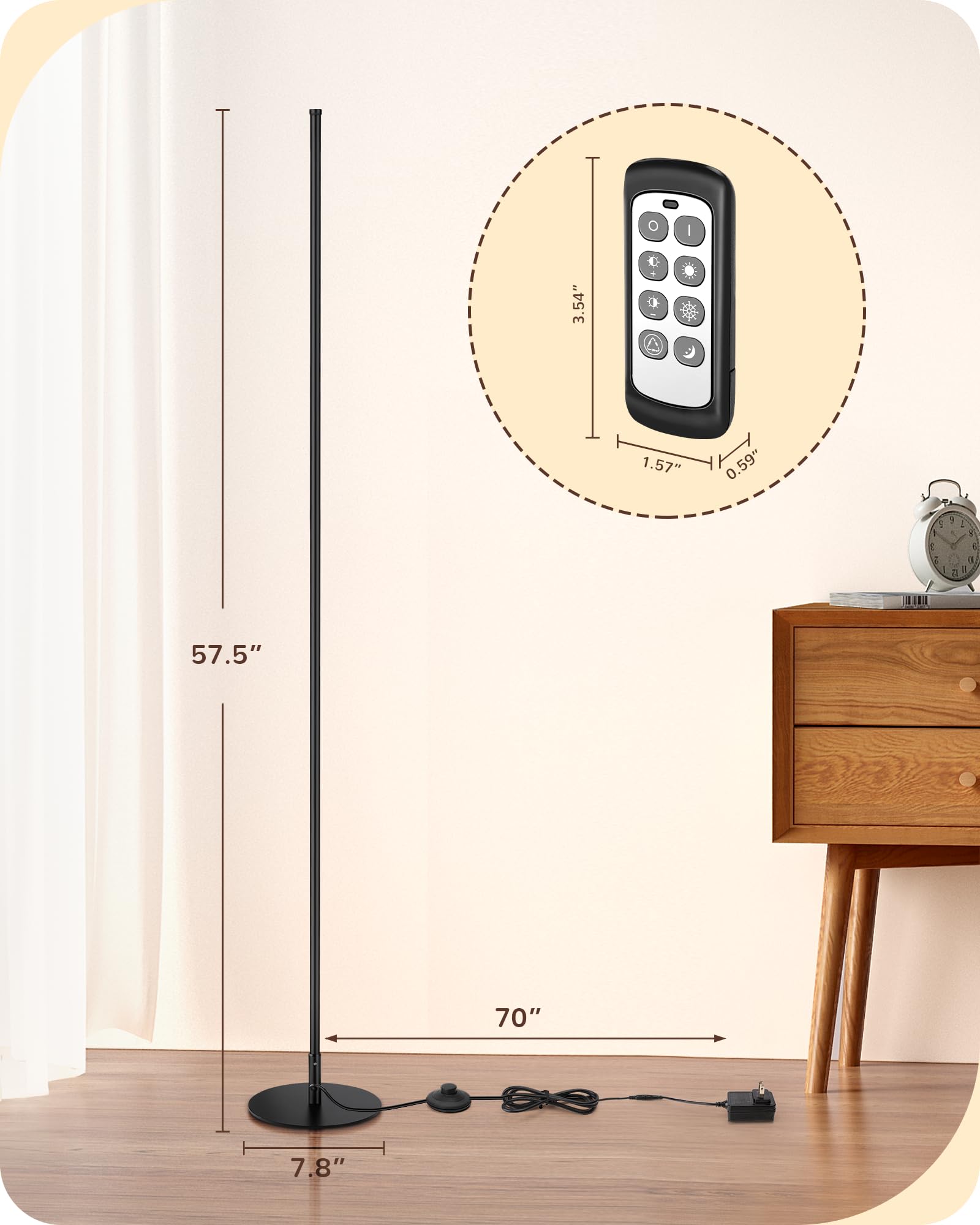 EDISHINE LED Corner Lamp anti-tipping base for stability.