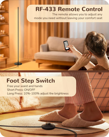 EDISHINE LED Corner Lamp night light mode for subtle evenings.