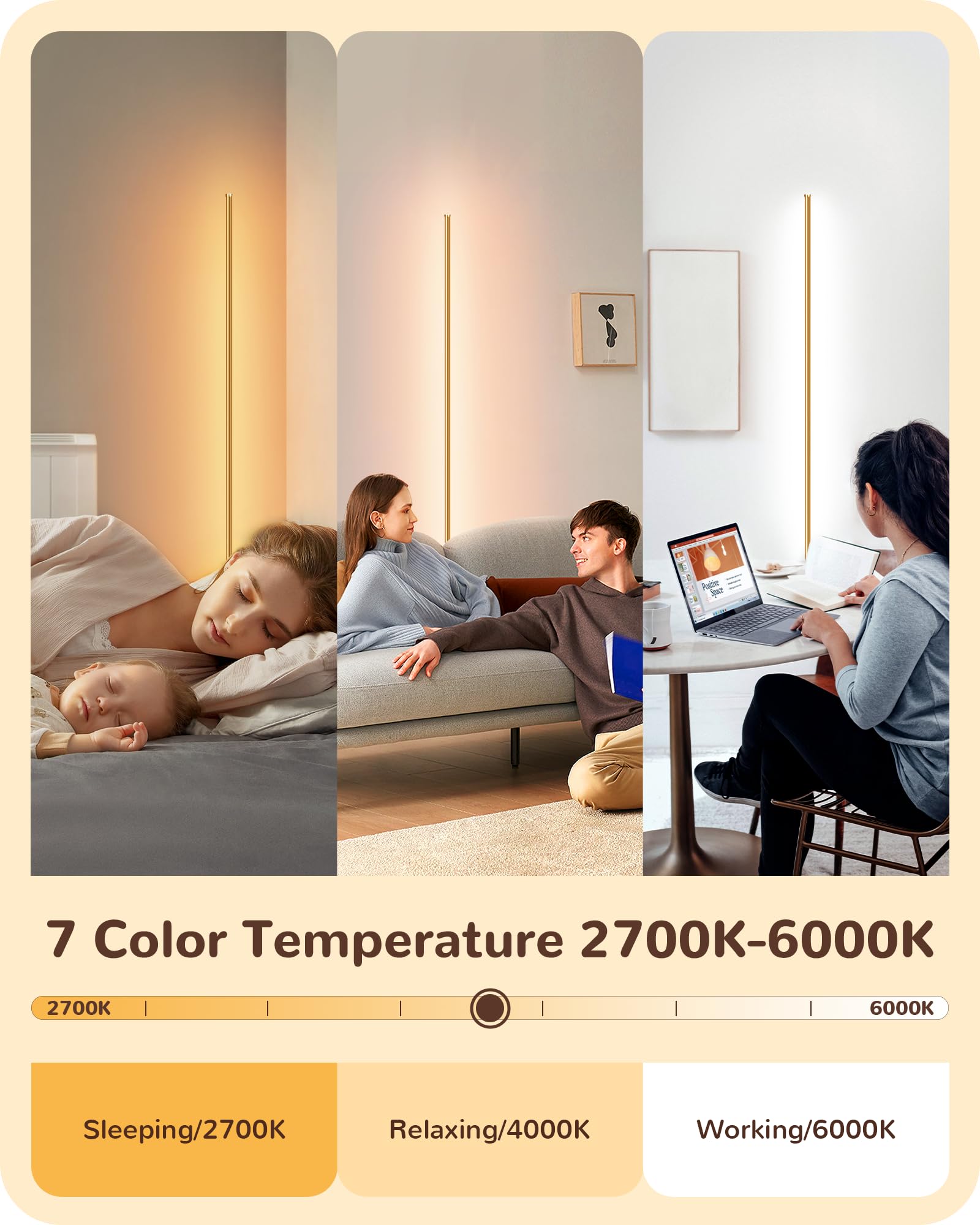 EDISHINE LED corner lamp with remote control enables easy brightness tuning from afar.