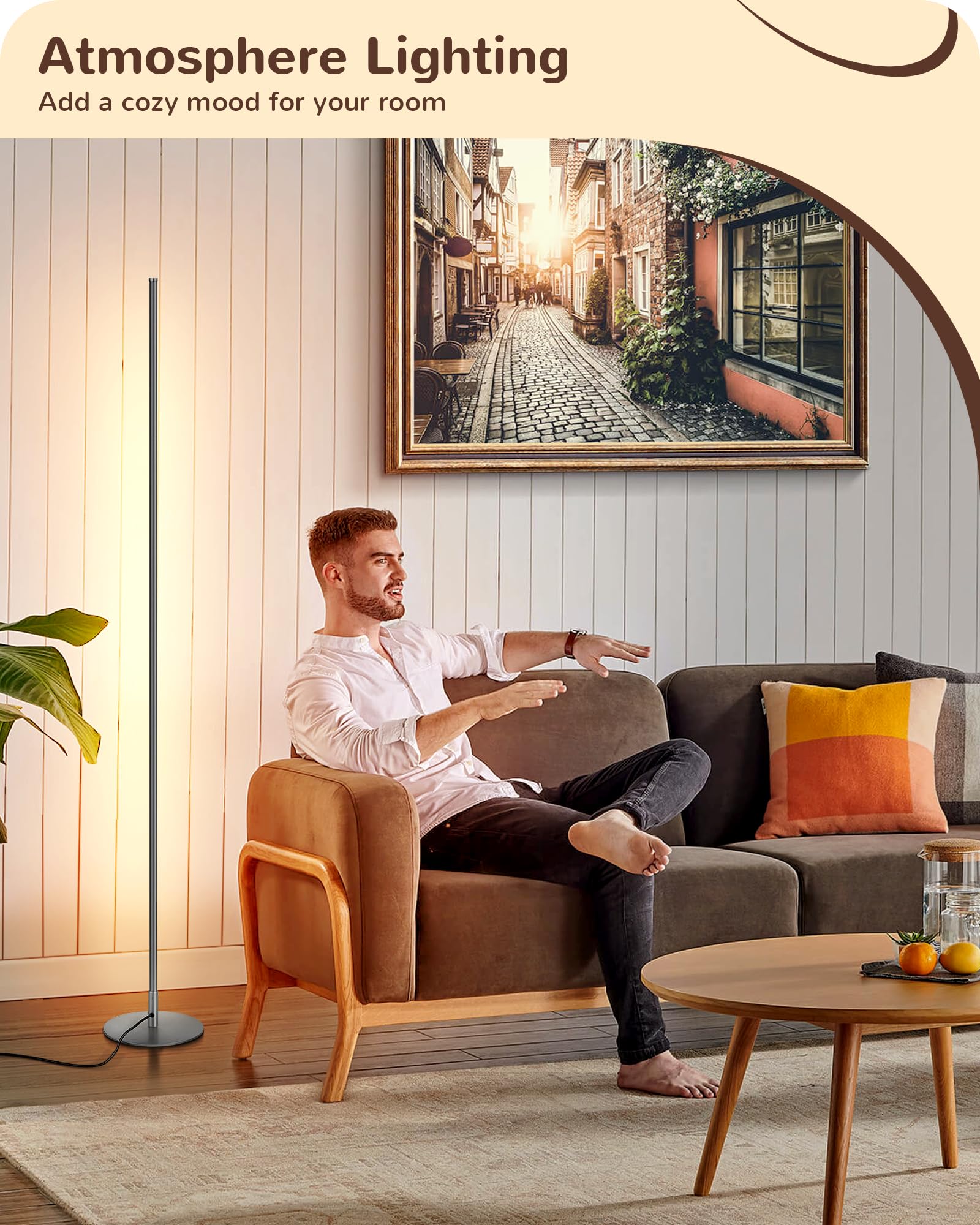 EDISHINE LED Corner Lamp dimmable brightness supports reading and relaxing evenings
