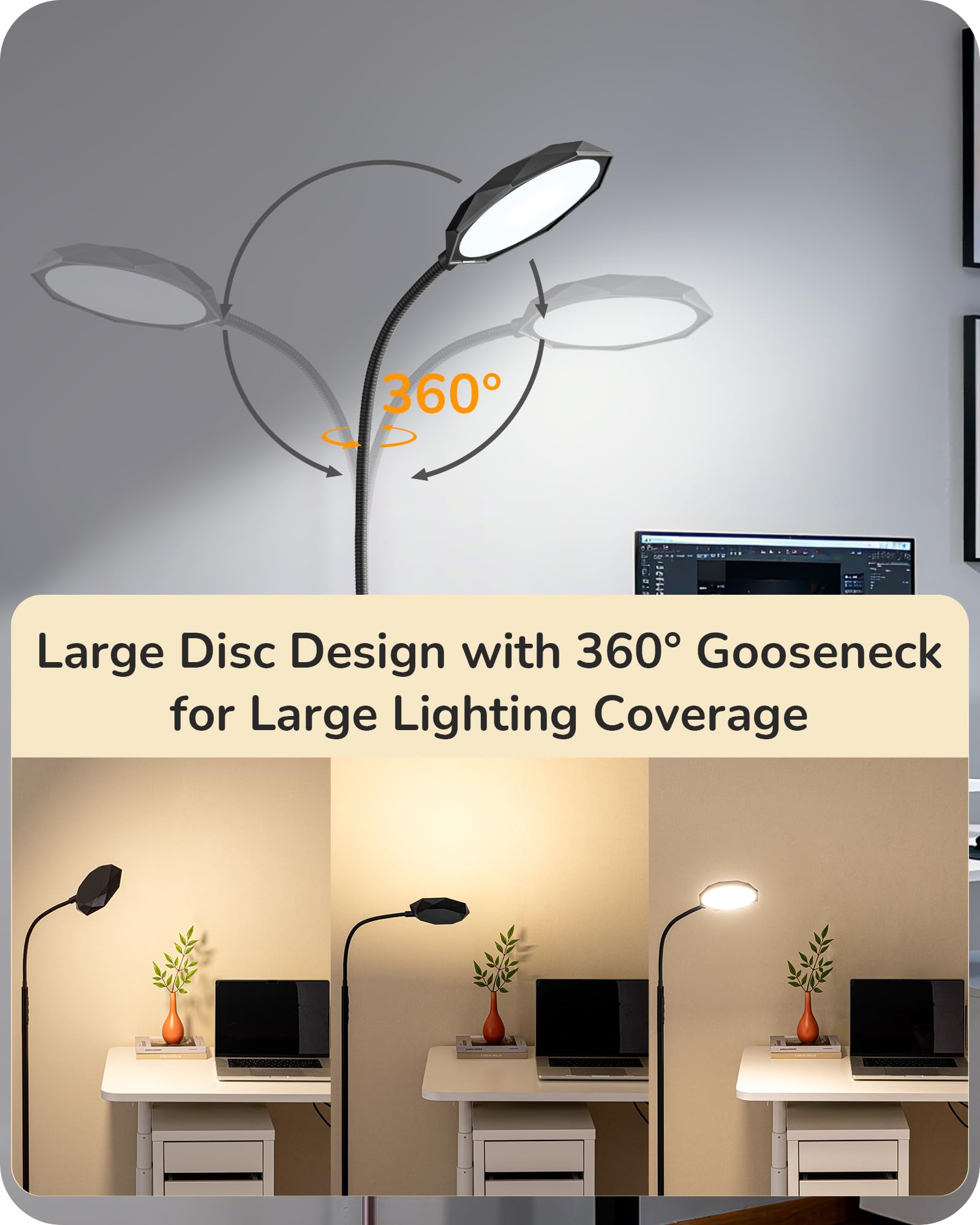 EDISHINE LED floor lamp offers 2700K–6500K color temperatures for any task