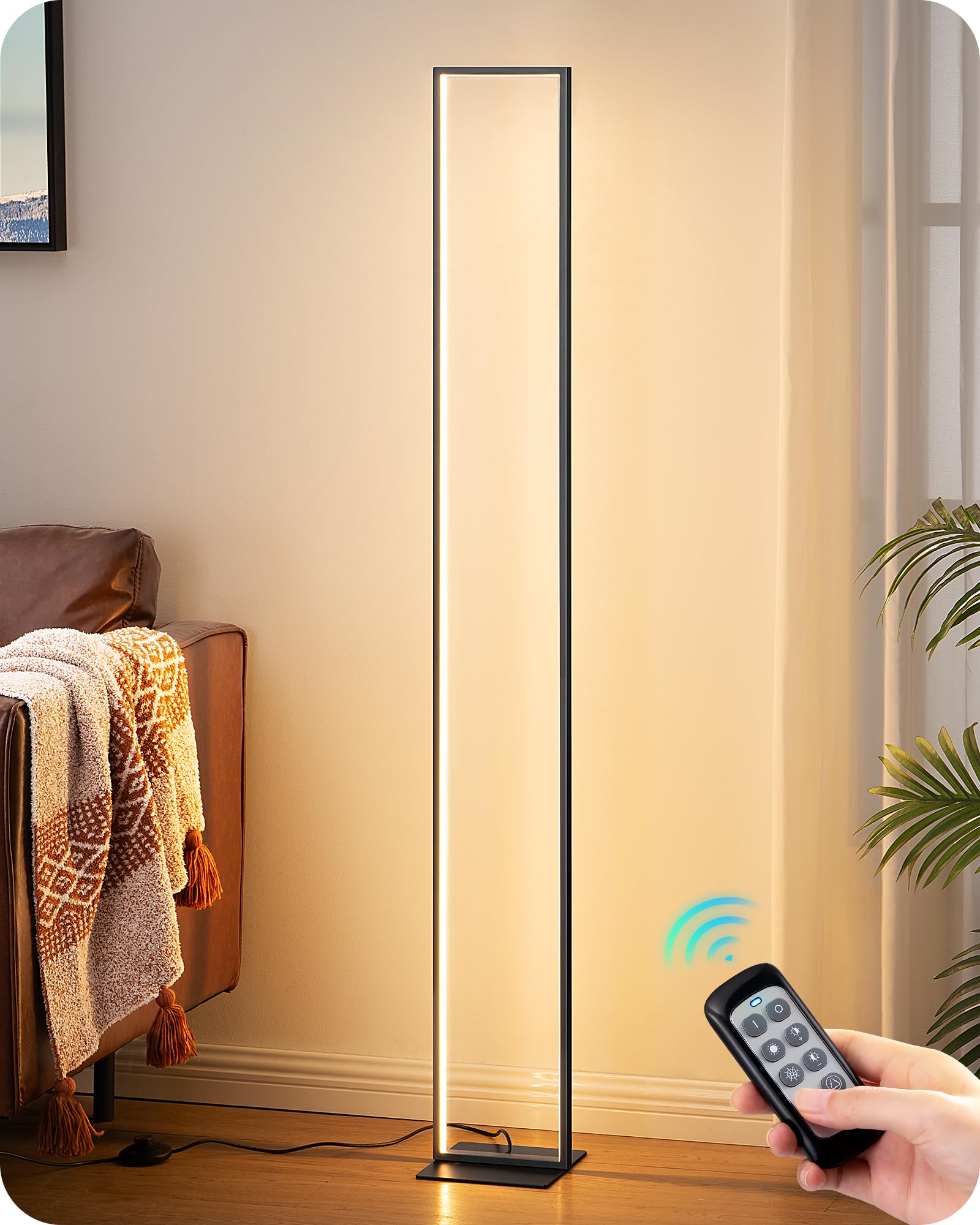 EDISHINE LED Floor Lamp front view shows modern, balanced room lighting.
