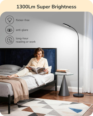 EDISHINE LED floor lamp features a 360° gooseneck to direct light precisely