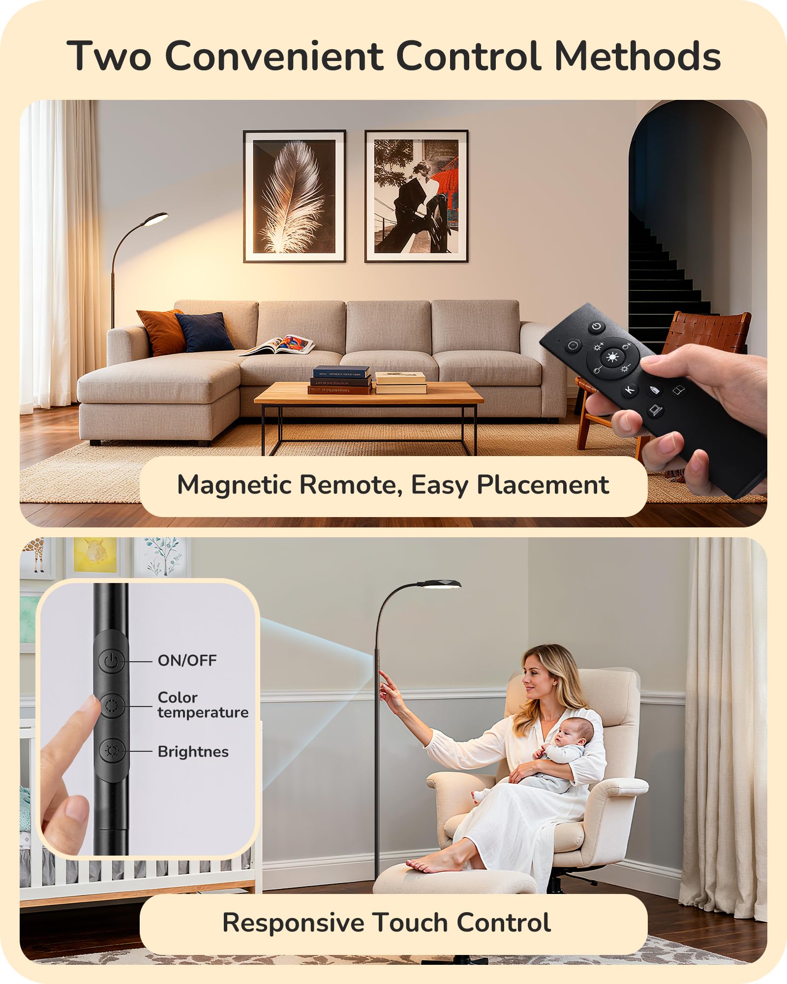 EDISHINE LED floor lamp height-adjustable stand for flexible seating or desk setup