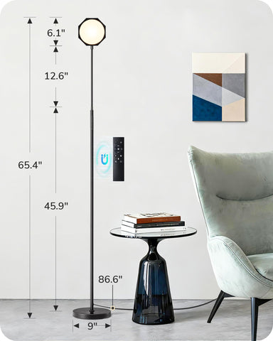 EDISHINE LED floor lamp in a living room setup enhances ambiance and task lighting