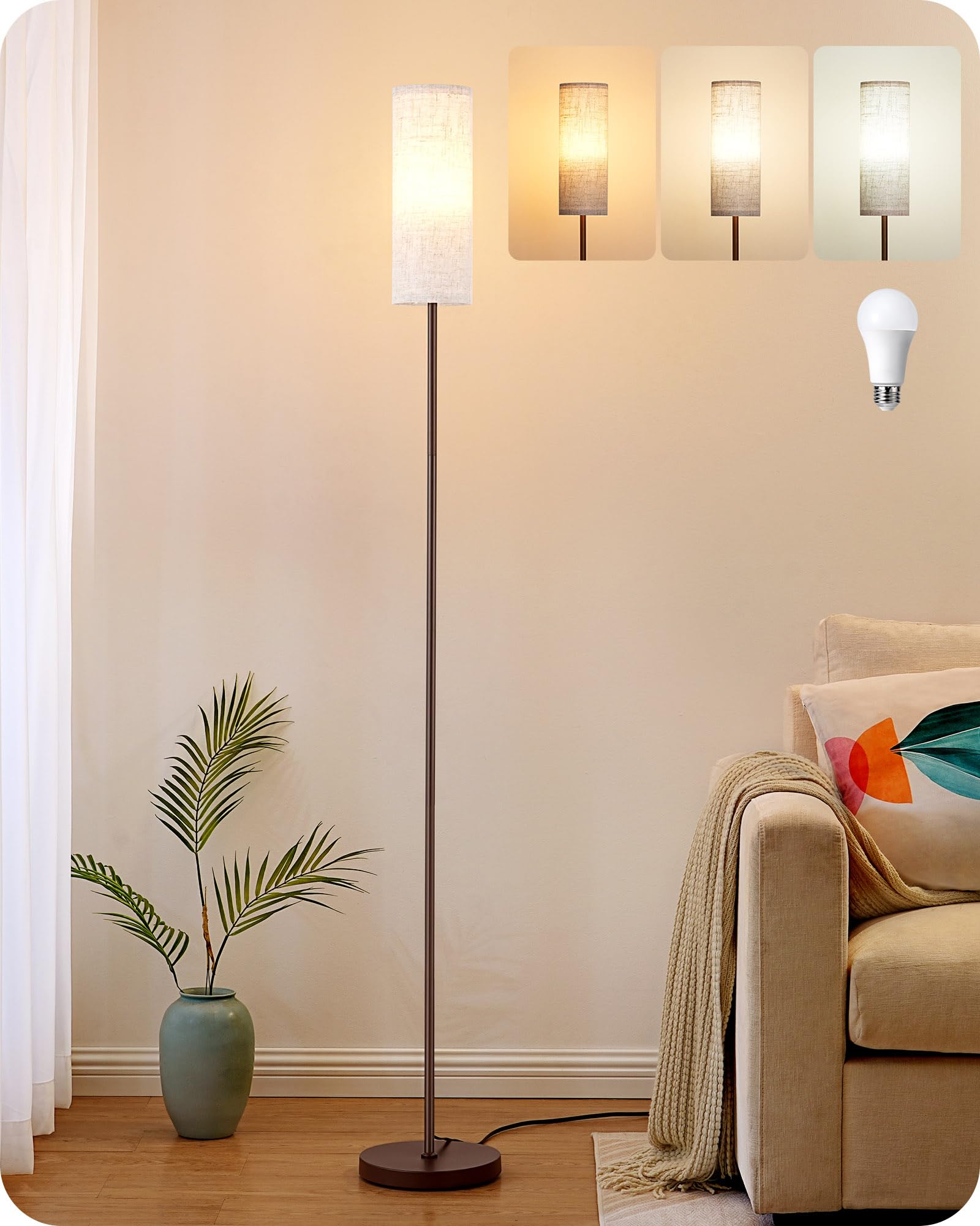 EDISHINE LED floor lamp in living room with adjustable light for relaxing and tasks