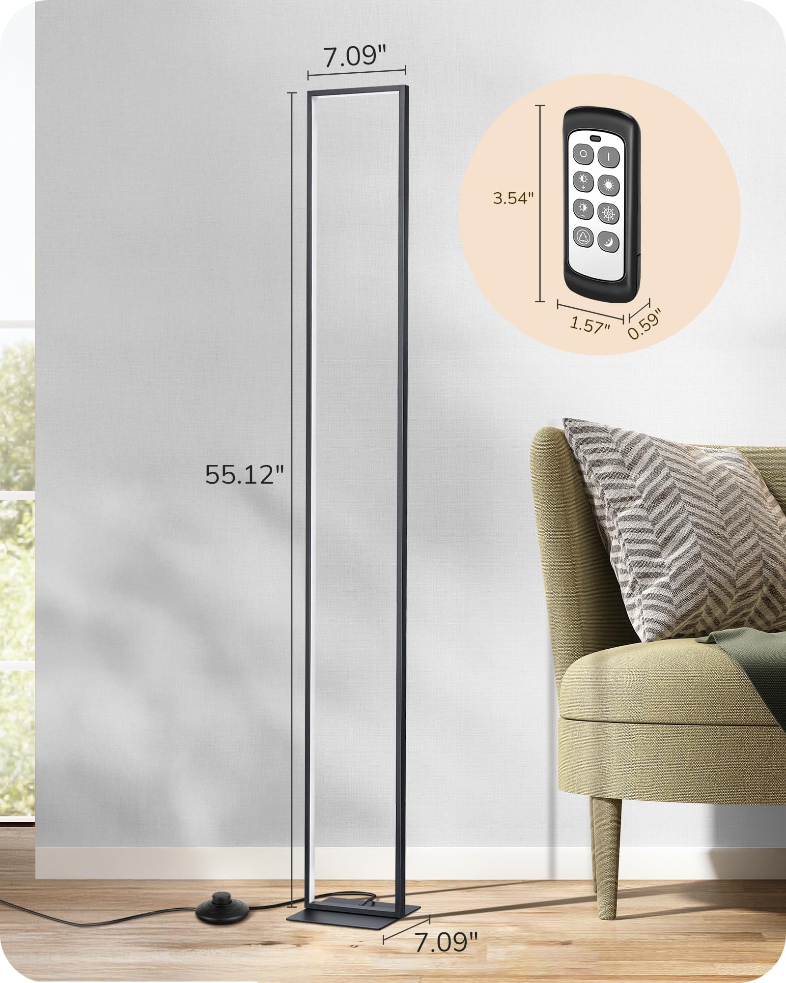 EDISHINE LED Floor Lamp metal-base detail emphasizes stability and durability.