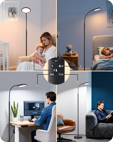 EDISHINE LED floor lamp four scene modes for reading, working, and night use