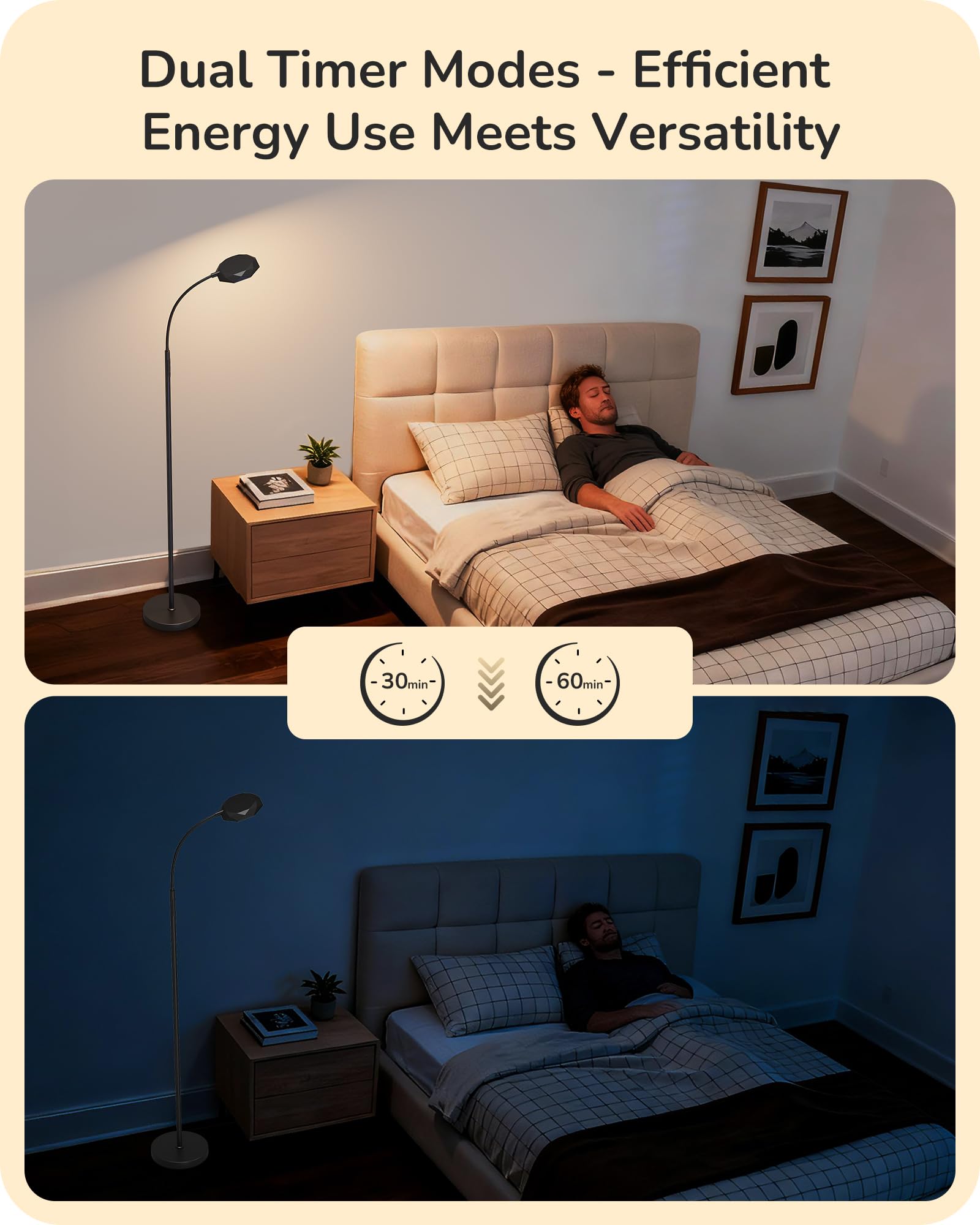EDISHINE LED floor lamp timer settings for bedtime or routines