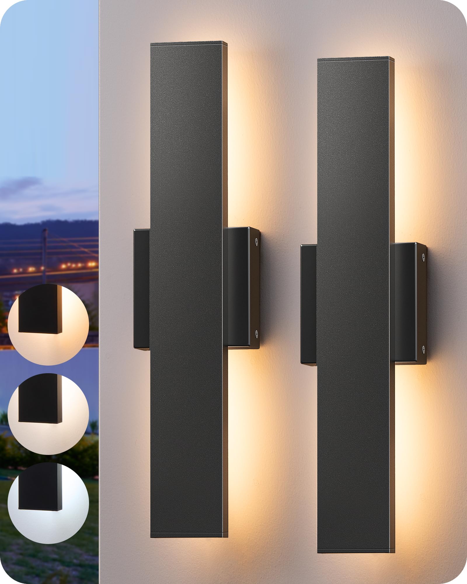 EDISHINE led outdoor wall light 15-7 inch slim strip, front view, adds refined exterior lighting.