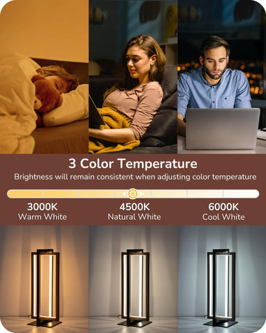 EDISHINE table lamp demonstrates 3 color temperatures for warm to cool tasks.