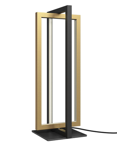 Sleek black and gold frame enhances contemporary decor.