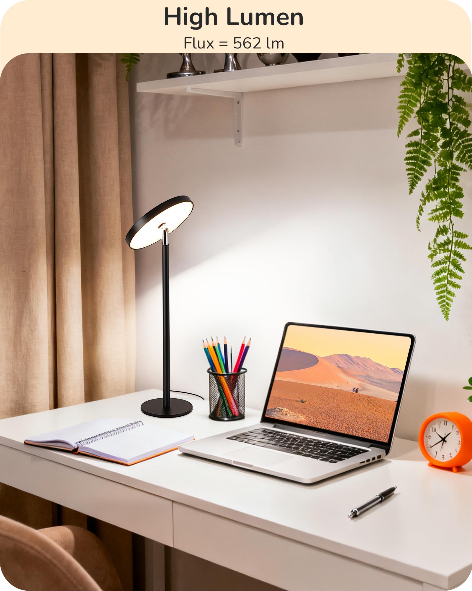 EDISHINE LED table lamp dimmable from 5 to 100 percent for ambience.