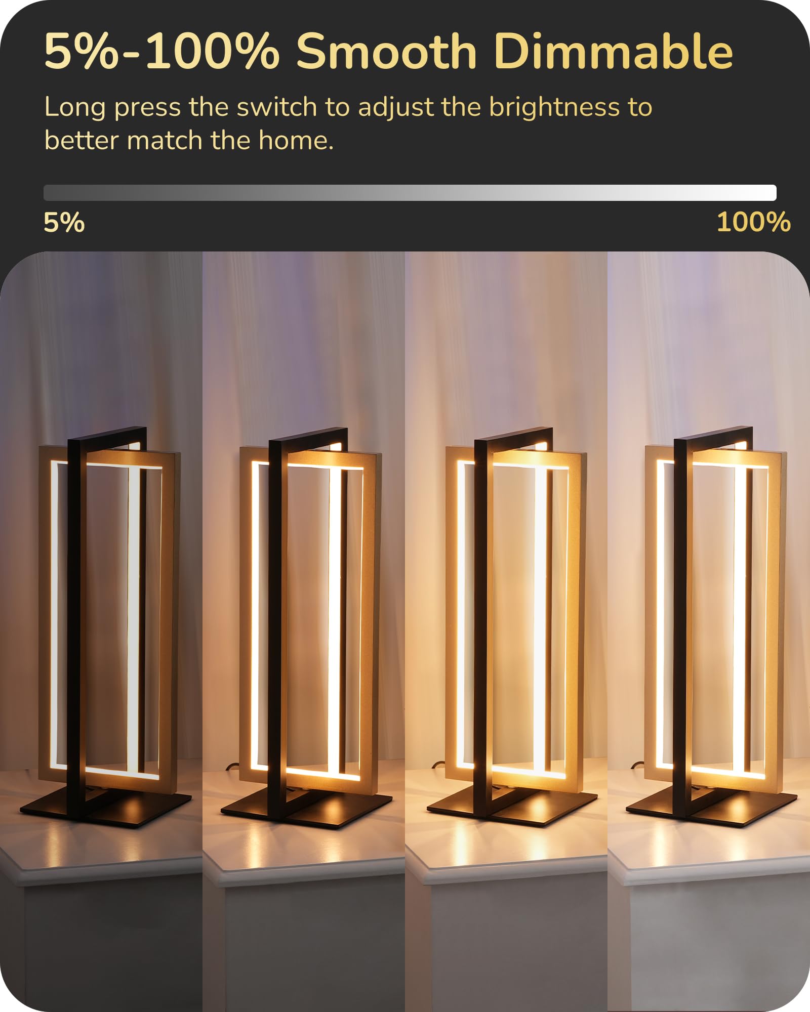 Dual-frame rotating design with black outer and gold inner frames.
