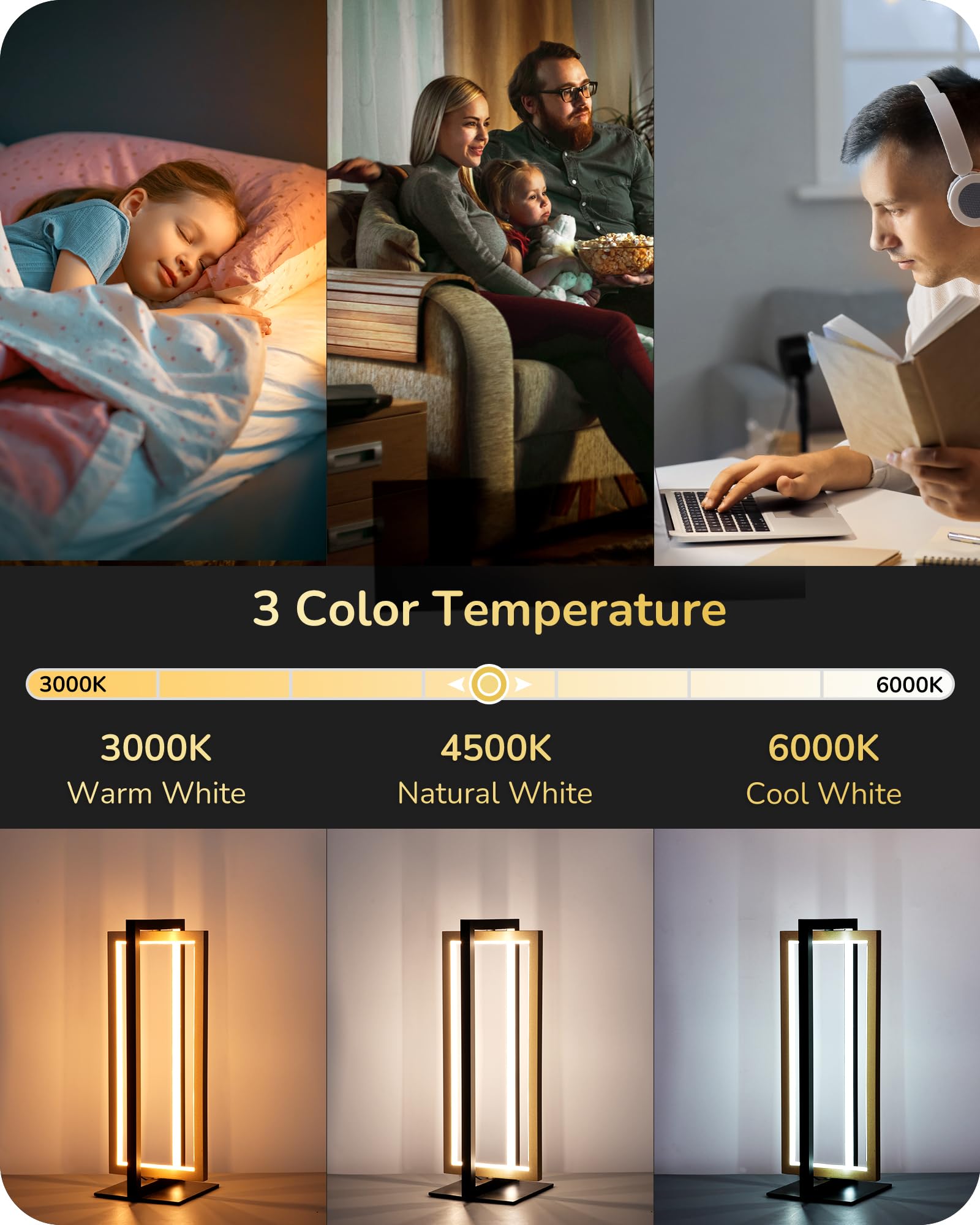 Stepless dimming on the EDISHINE lamp for precise brightness control.