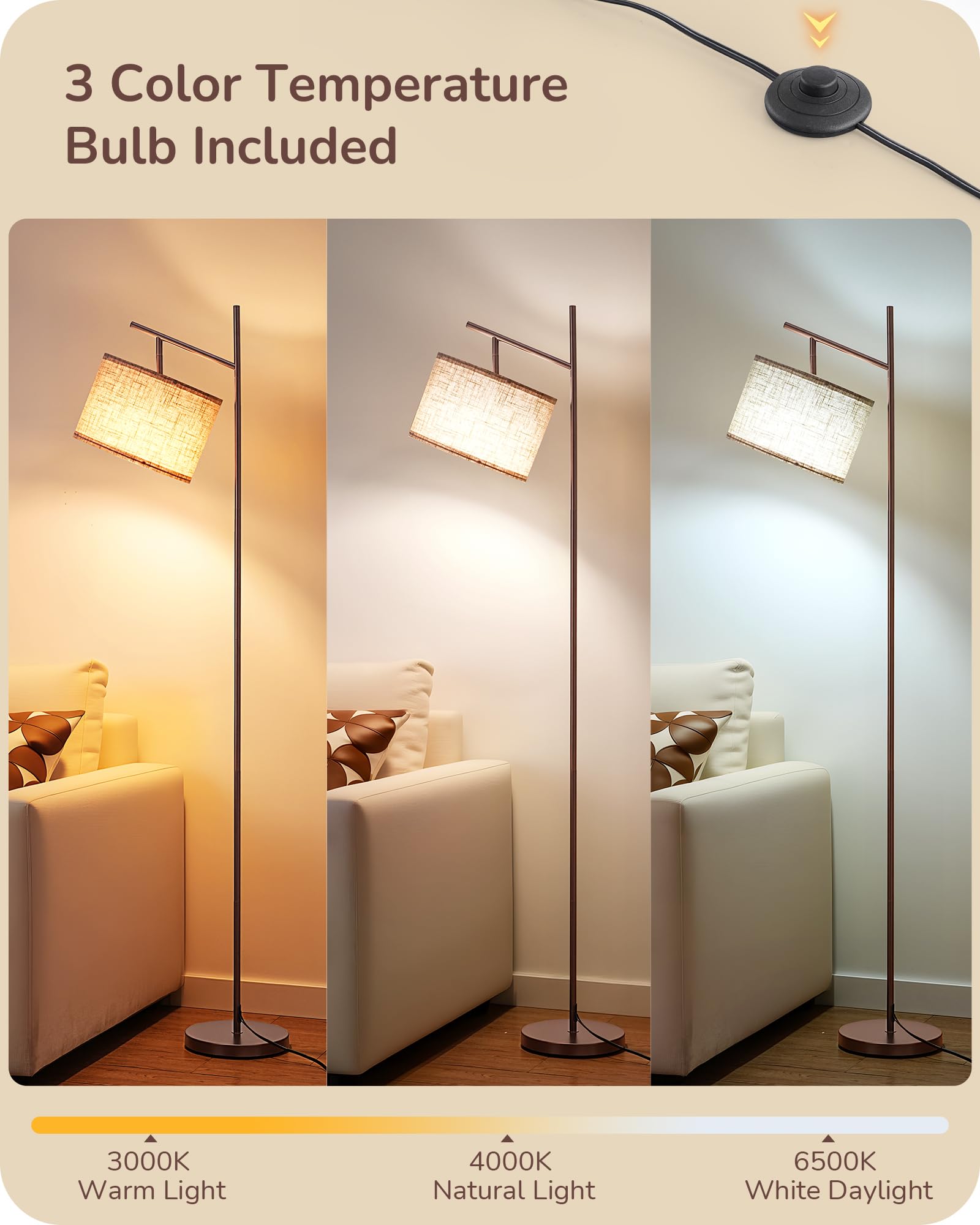 EDISHINE linen shade beige close-up for diffused warm glow.