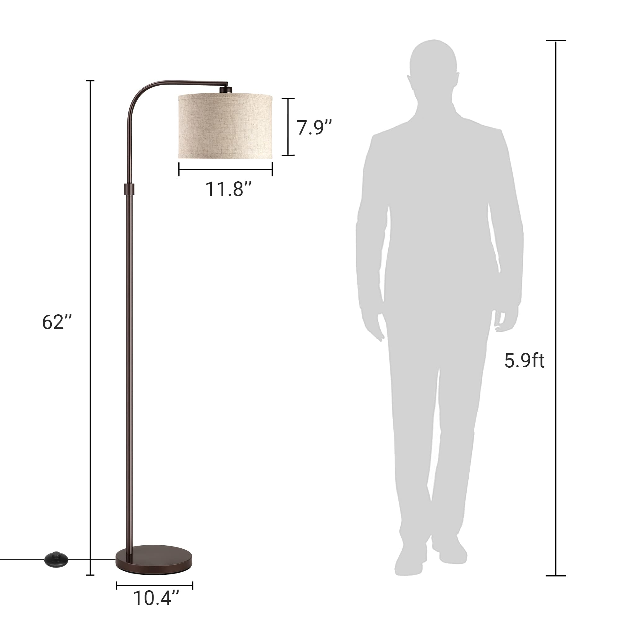 EDISHINE arched lamp enhances living room ambience for evenings.