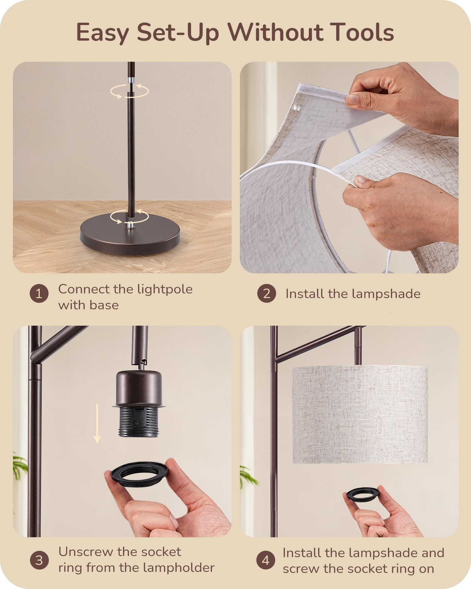 EDISHINE long 78.7-inch cord allows flexible placement.