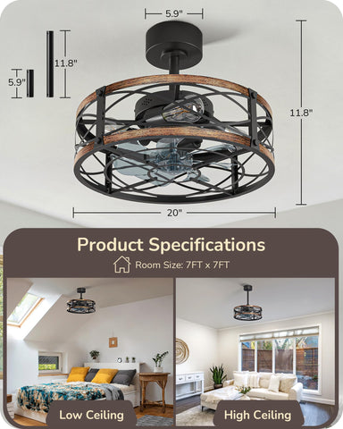EDISHINE low-profile, safe cage design for low ceilings