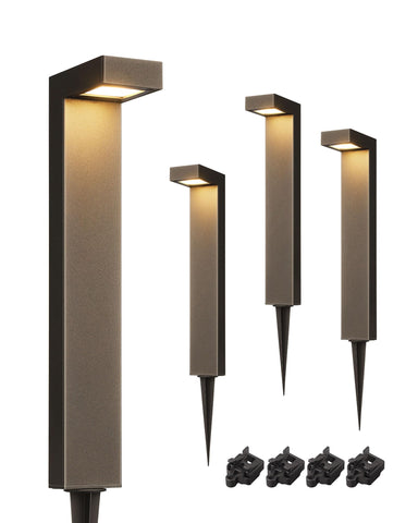 EDISHINE low-voltage pathway light 4-pack front view for safe walkways