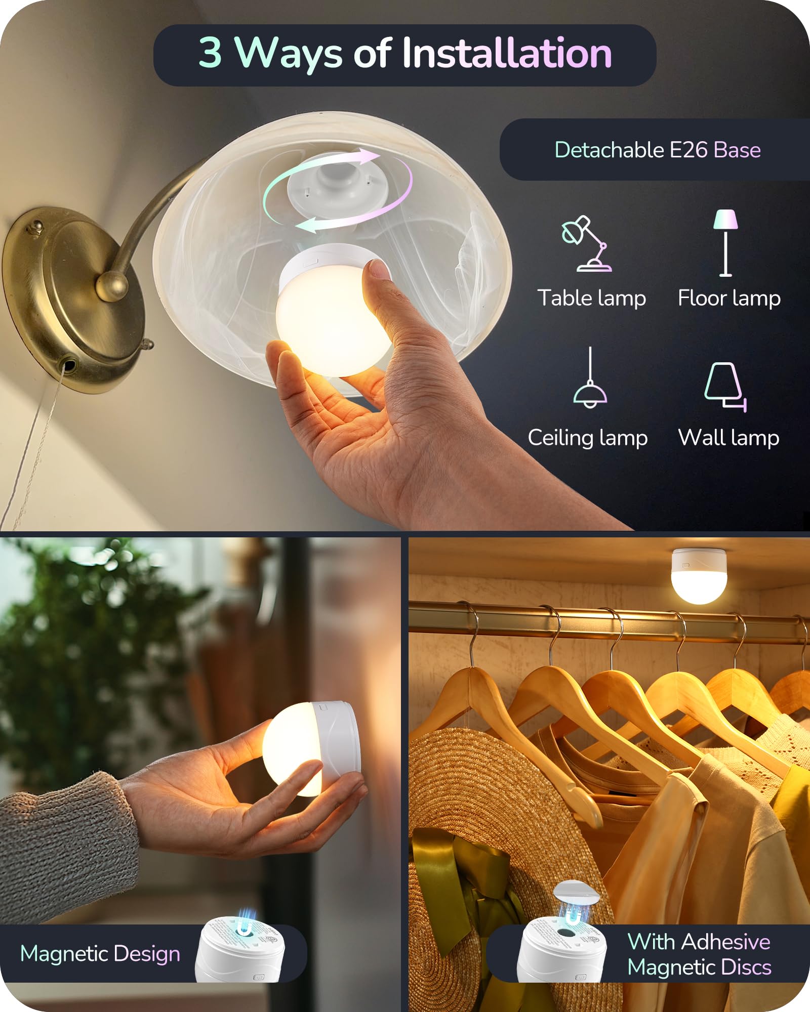 EDISHINE magnetic back and adhesive plate for versatile mounting