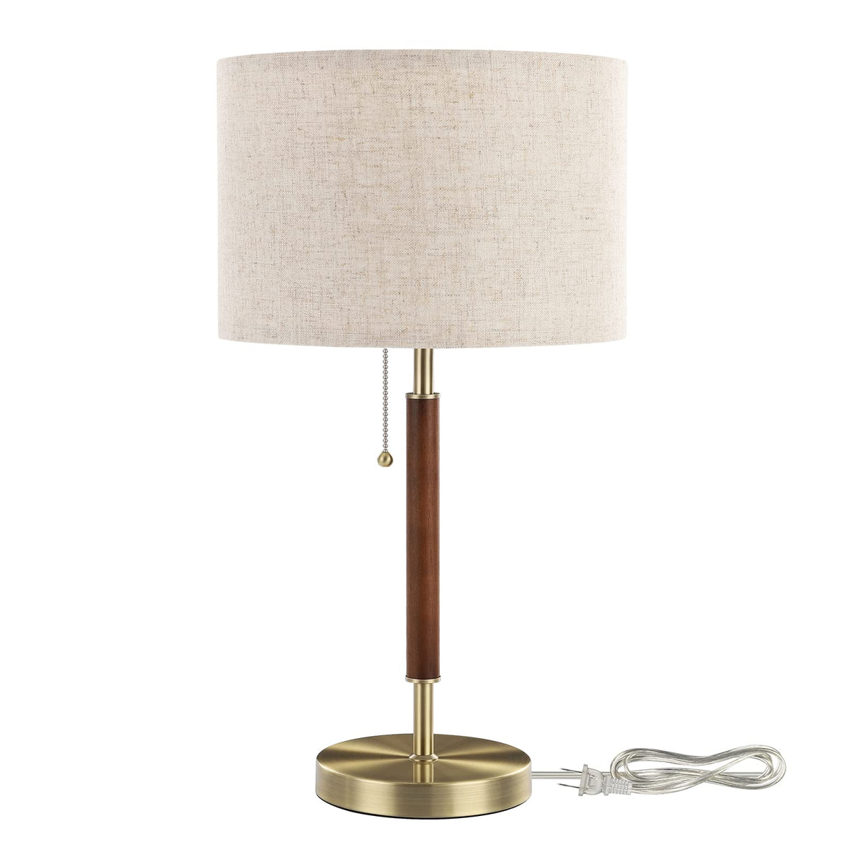 EDISHINE mid-century table lamp with pull chain for easy bedside lighting