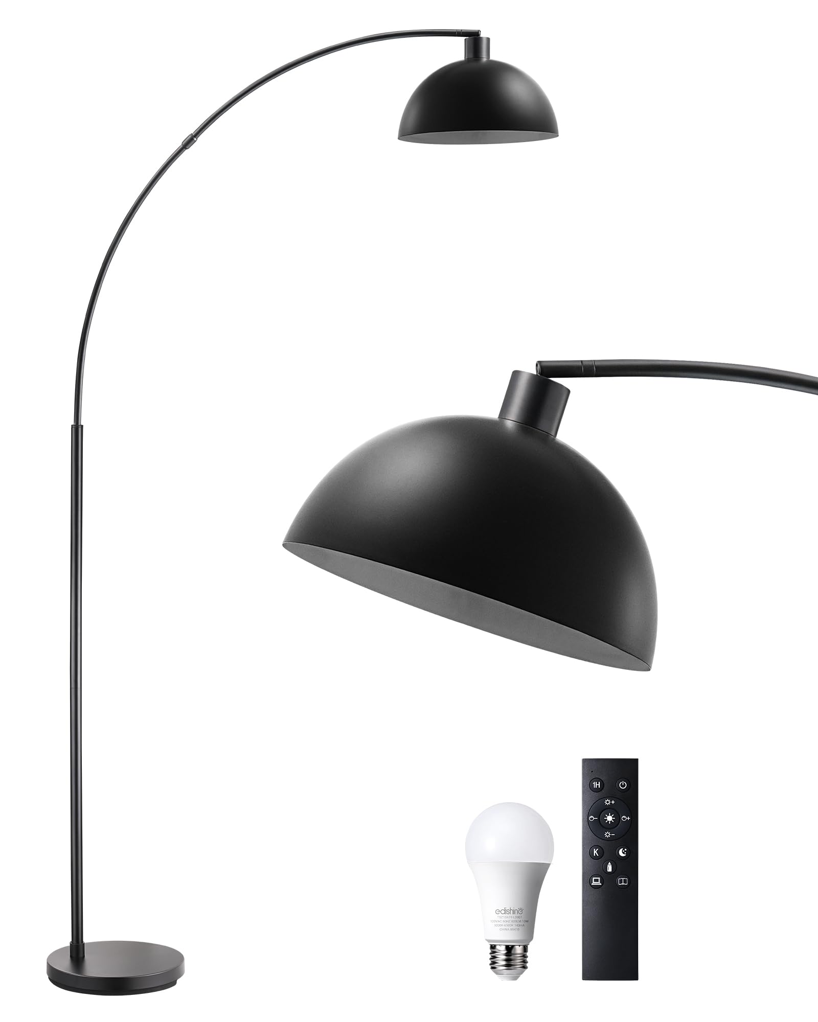EDISHINE arc floor lamp living room setup showing stylish practical illumination