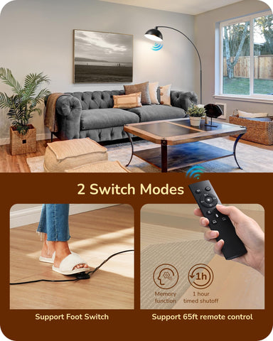 EDISHINE arc floor lamp rotatable head enables versatile lighting near seating