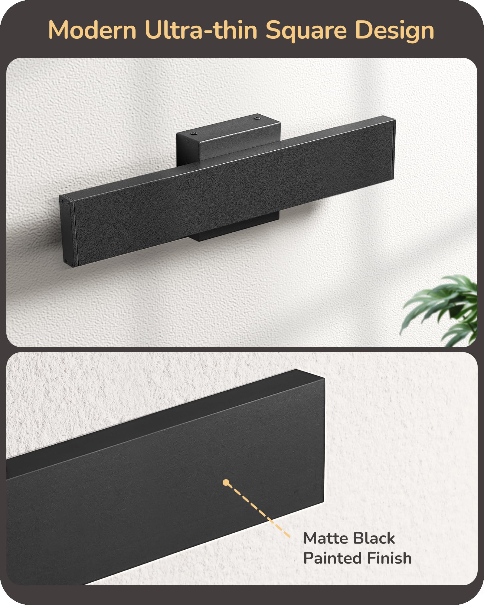 EDISHINE modern black exterior wall sconce, sleek design complements contemporary homes.