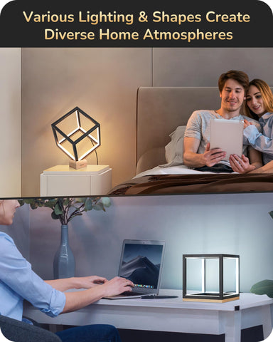 EDISHINE lamp on nightstand in bedroom setup