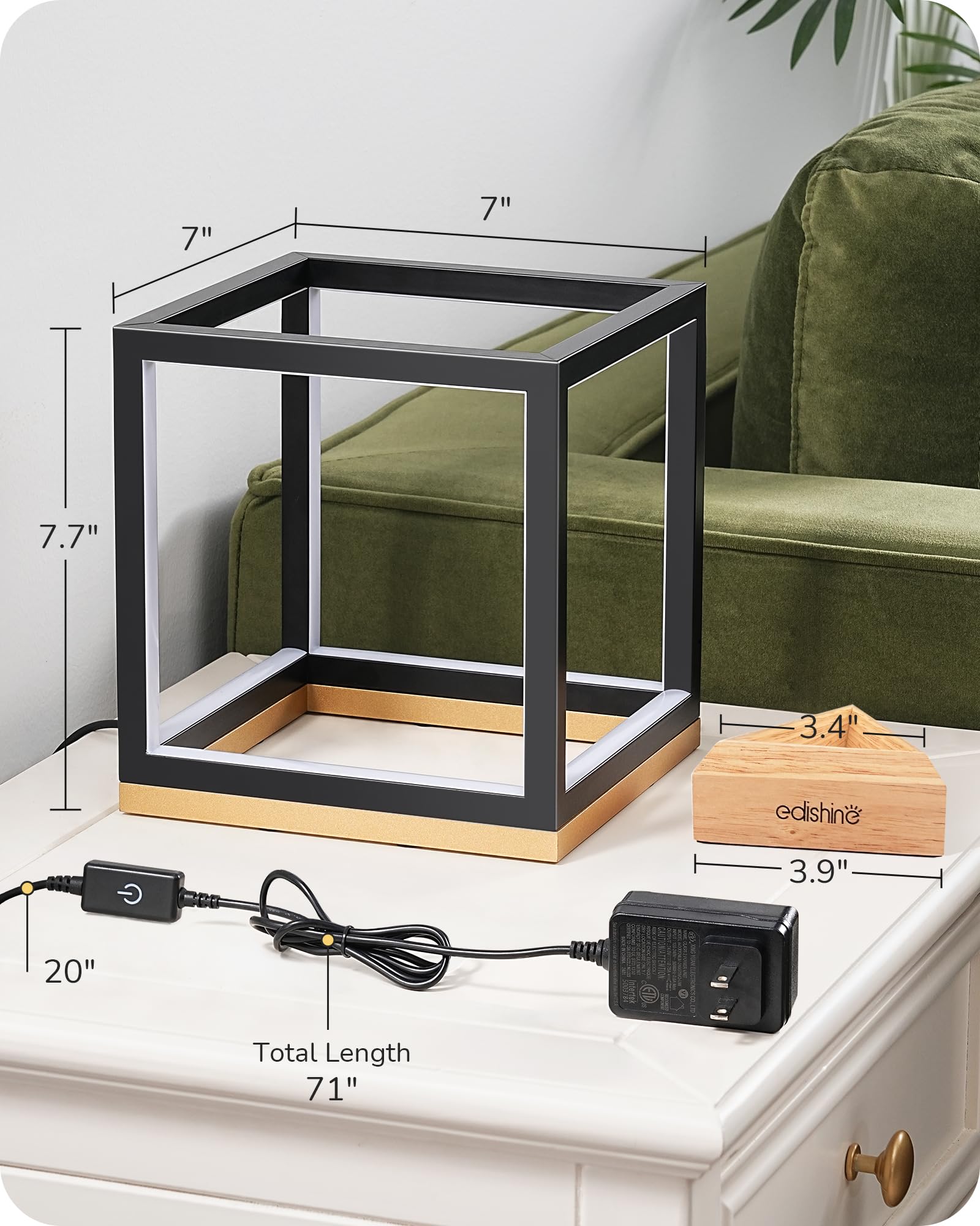 EDISHINE lamp glowing in ambient night mode for cozy spaces