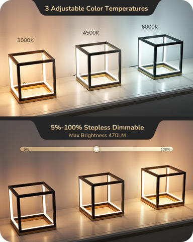 Top-down view of EDISHINE lamp emphasizes solid wood base