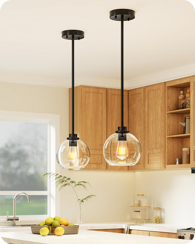 EDISHINE modern pendant light with clear glass globe for kitchen island ambiance