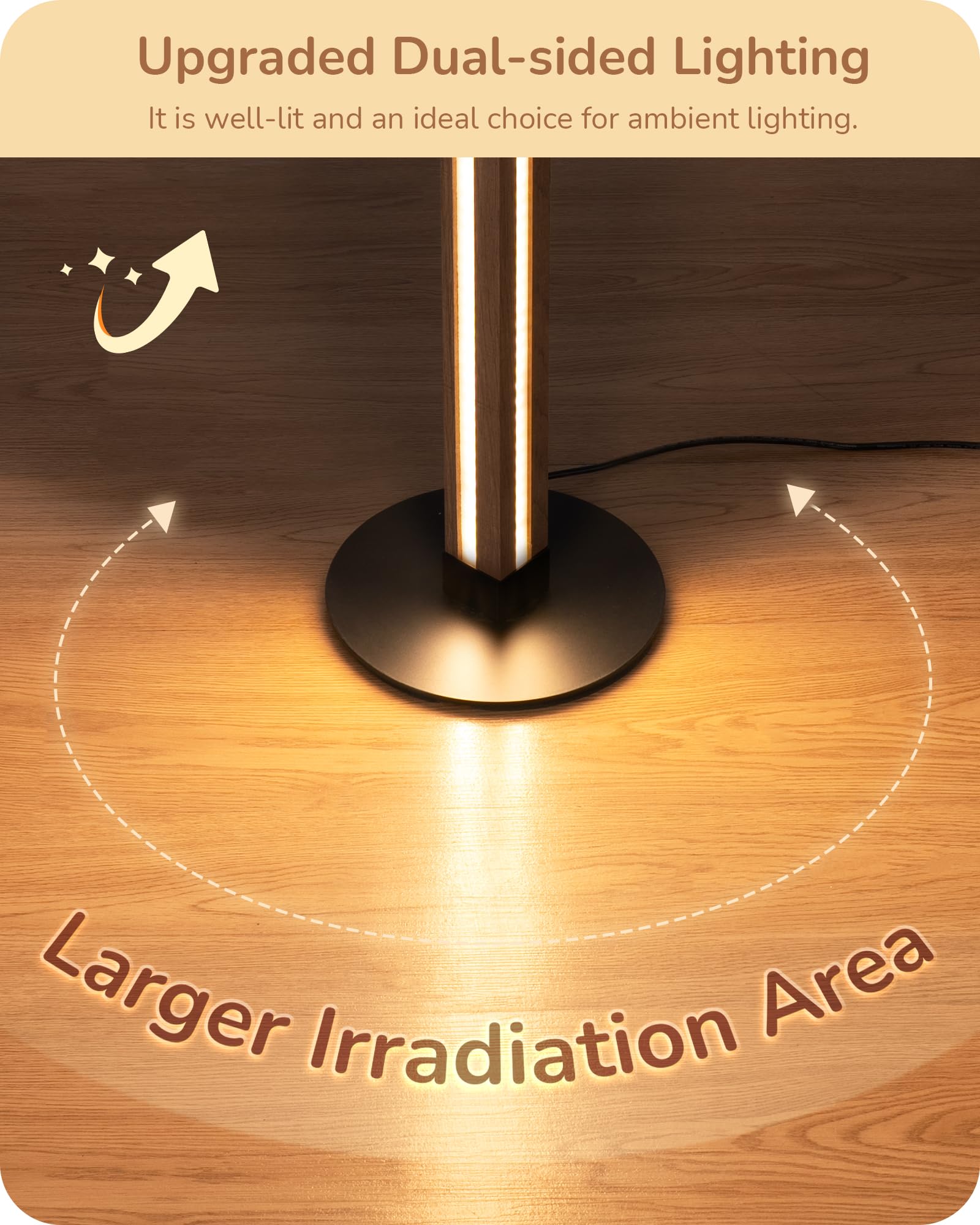 EDISHINE natural wood floor lamp adds warm, minimalist ambience